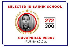 govardhan reddy selected in sainik school